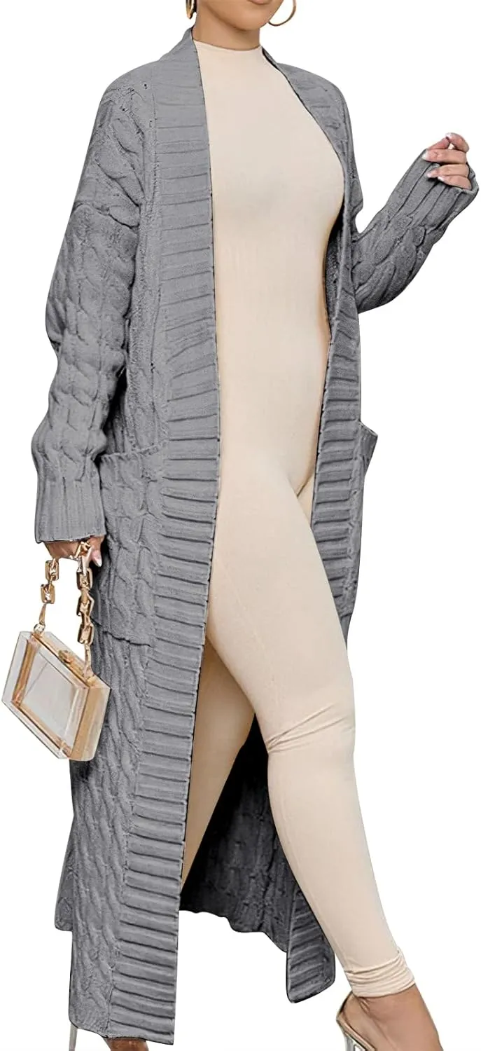 ANRABESS Womens Long Cardigan Sweater 2025 Oversized Coat Long Sleeve Open Front Knit Maxi Outwear Fall Trendy Jacket Clothes