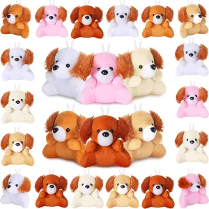 Aoriher 24 Pcs Mini Dog Plush Stuffed Animal Toys Bulk 3.15 Inch Small Cute Puppy Keychain Handbag Pendant for Farm Birthday Party Gifts Graduation Classroom Prizes Stuffers Doll