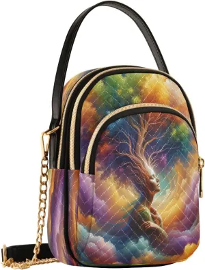 Arboreal Woman Orange Crossbody Bags for Women Fanny Pack Travel Hiking Chest Bag Phone Mini Wallet Purse