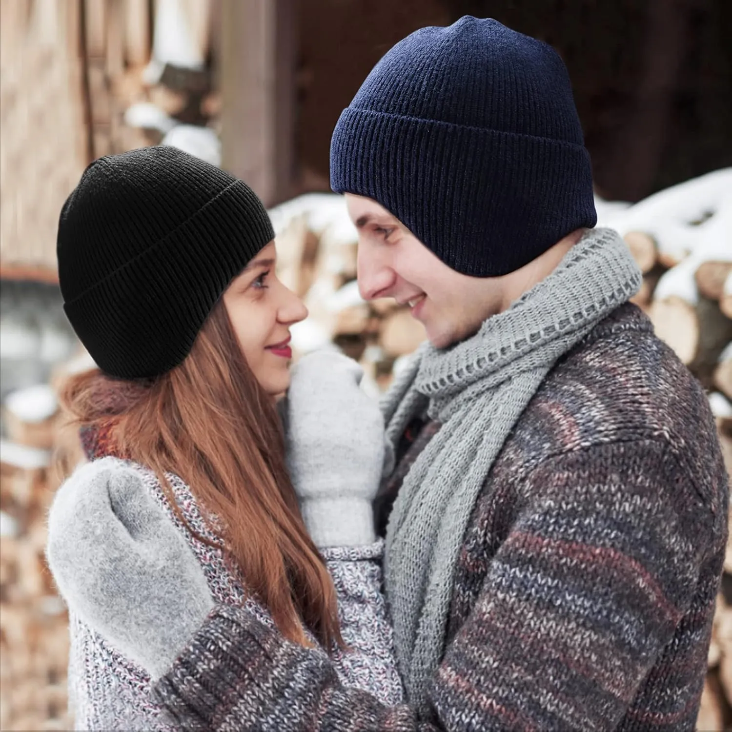 Arcweg Winter Men Women Winter Running Cycling Hat with Ear Flaps Snow Thermal Warm Knit Skull Cap Windproof Cold-Proof