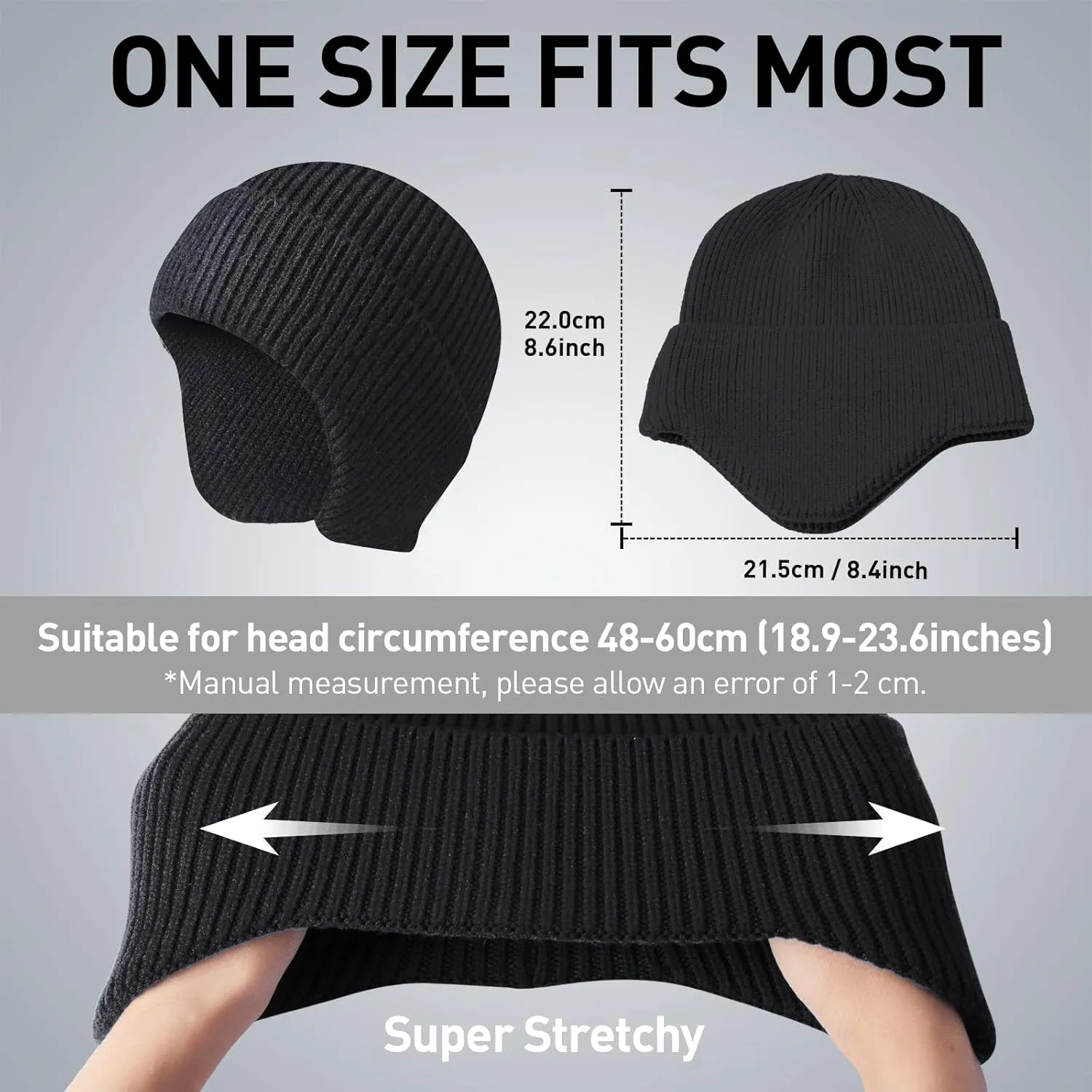 Arcweg Winter Men Women Winter Running Cycling Hat with Ear Flaps Snow Thermal Warm Knit Skull Cap Windproof Cold-Proof