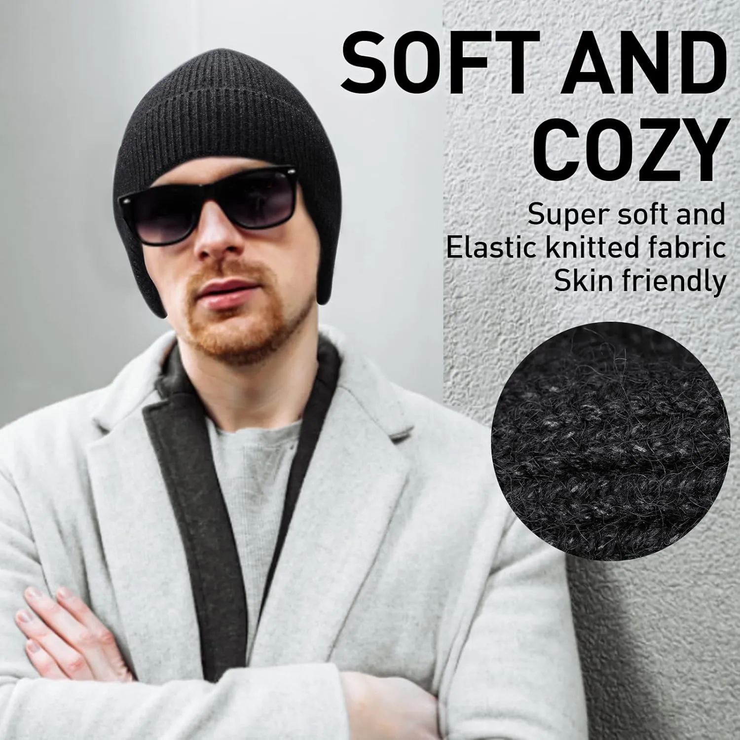 Arcweg Winter Men Women Winter Running Cycling Hat with Ear Flaps Snow Thermal Warm Knit Skull Cap Windproof Cold-Proof