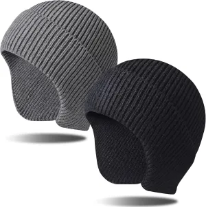 Arcweg Winter Men Women Winter Running Cycling Hat with Ear Flaps Snow Thermal Warm Knit Skull Cap Windproof Cold-Proof