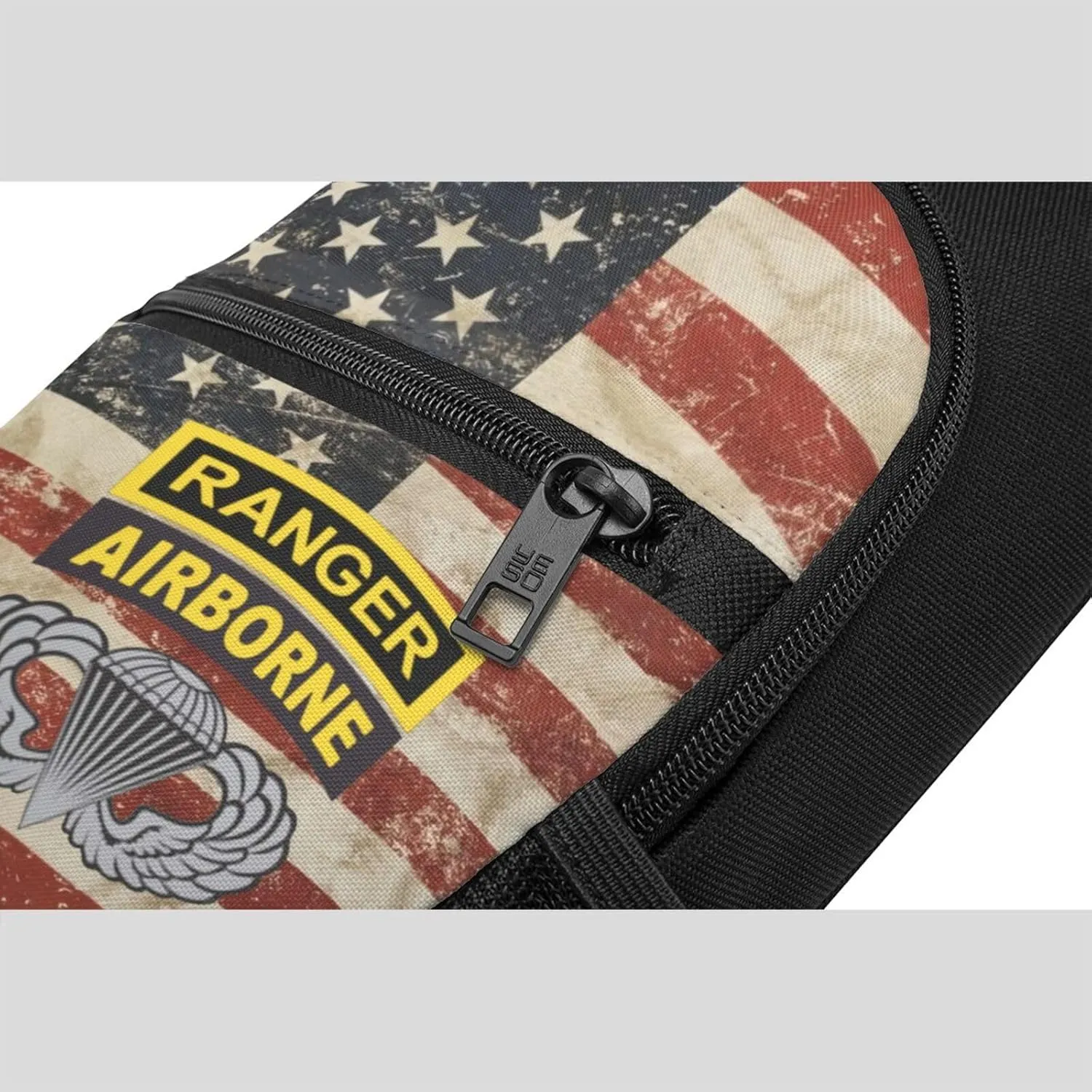 Army Ranger Tab Airborne and Wings Sling Bag Crossbody Backpack Shoulder Casual Daypack Bags for Men