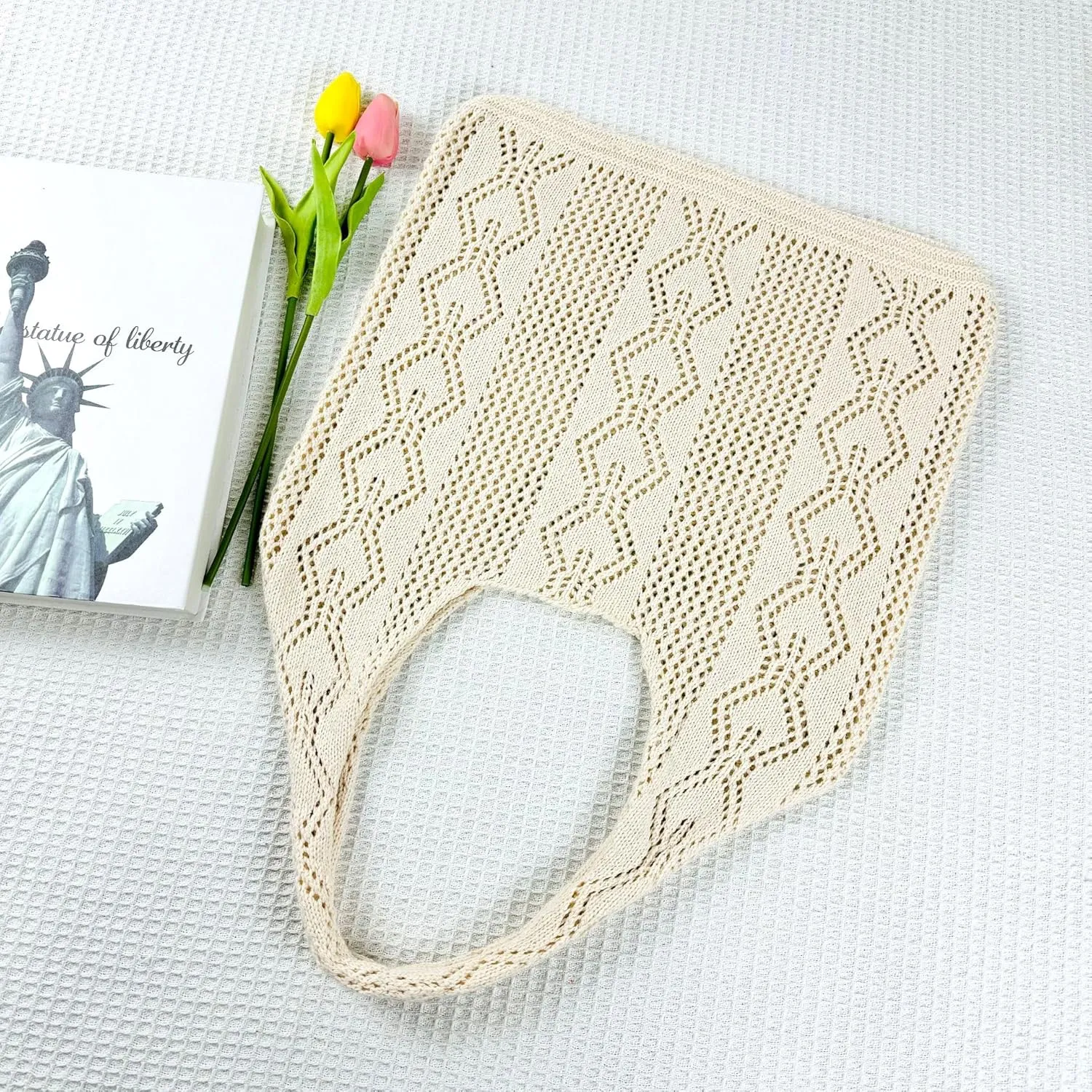 Aroghehiz Beach Bags for Women Crochet Tote Bag Summer Vacation Aesthetic Tote Knit Bag