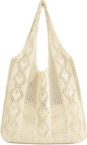 Aroghehiz Beach Bags for Women Crochet Tote Bag Summer Vacation Aesthetic Tote Knit Bag