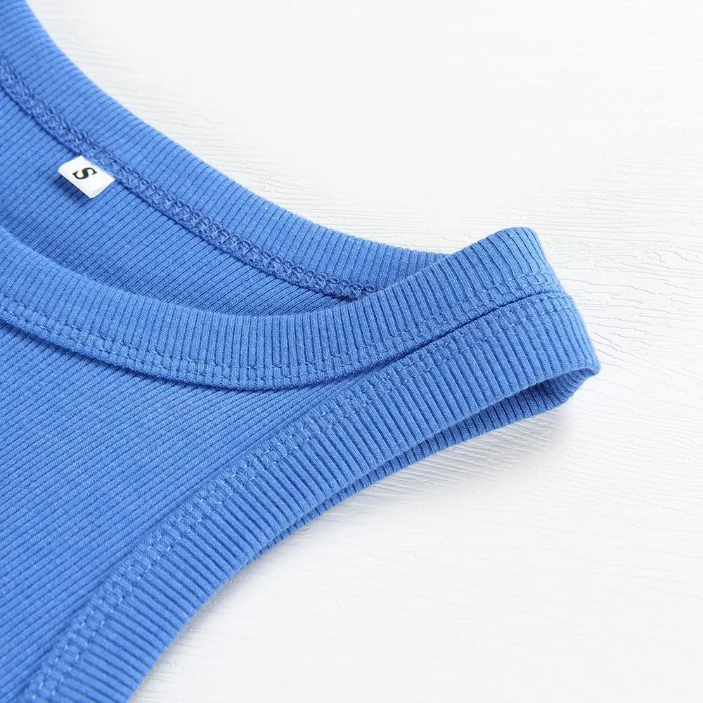 Artfish Women Casual Basic Sleeveless High Neck Rib-Knit Y2k Crop Tank Top