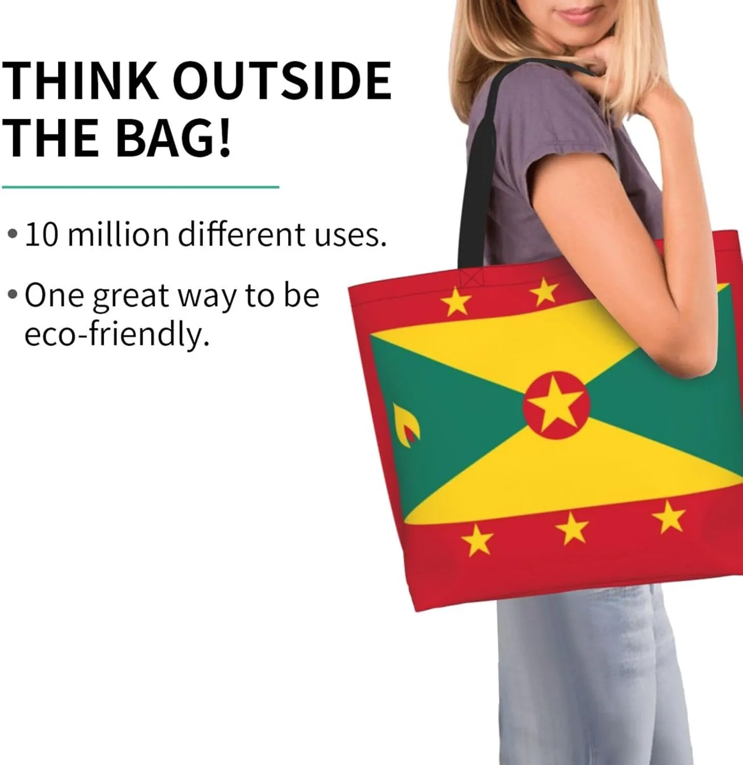 ASYG Cute Flag Tote Bag for Women and Men Reusable Shoulder Bags for Gym, Shopping, Beach,Travel
