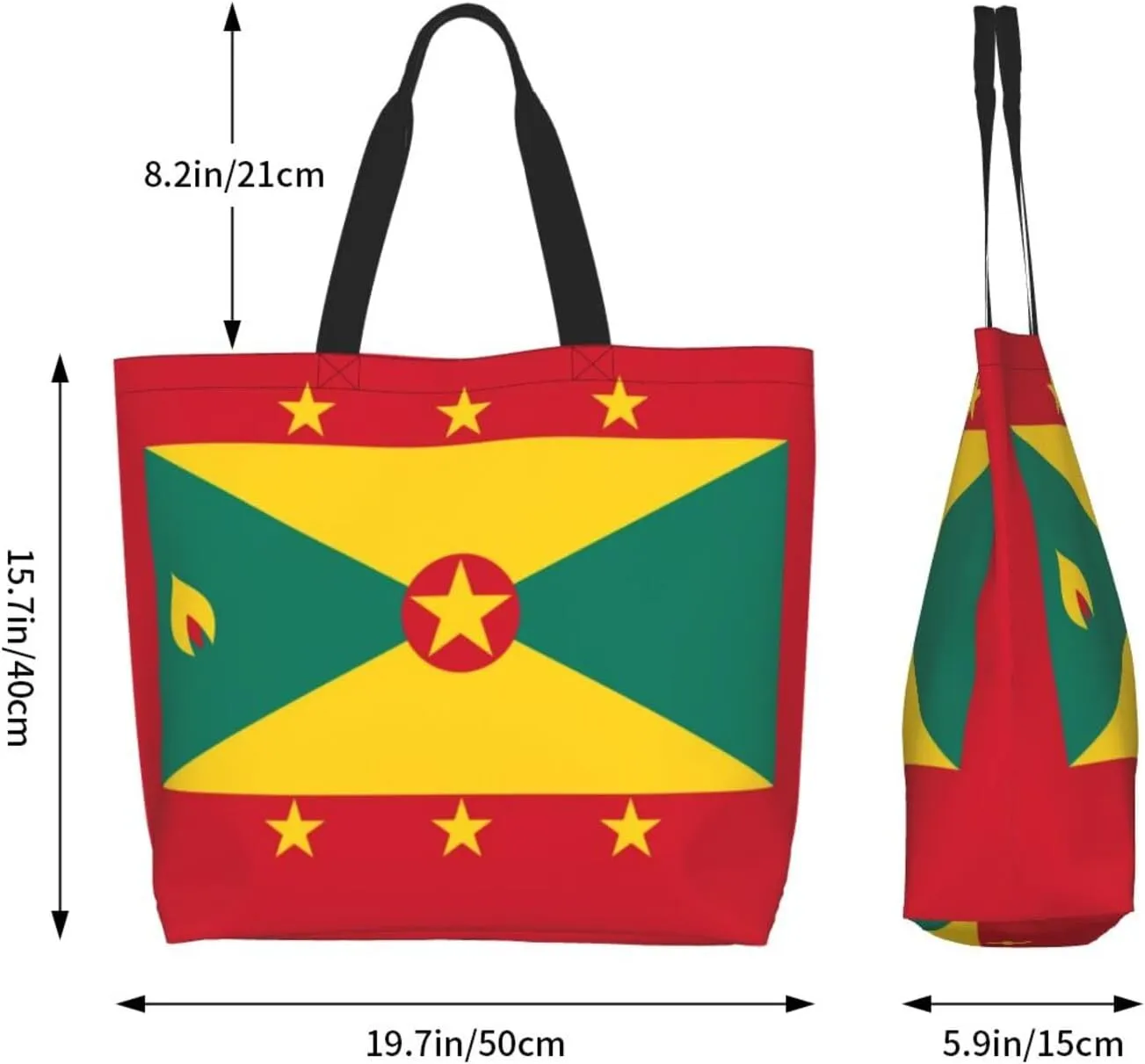 ASYG Cute Flag Tote Bag for Women and Men Reusable Shoulder Bags for Gym, Shopping, Beach,Travel