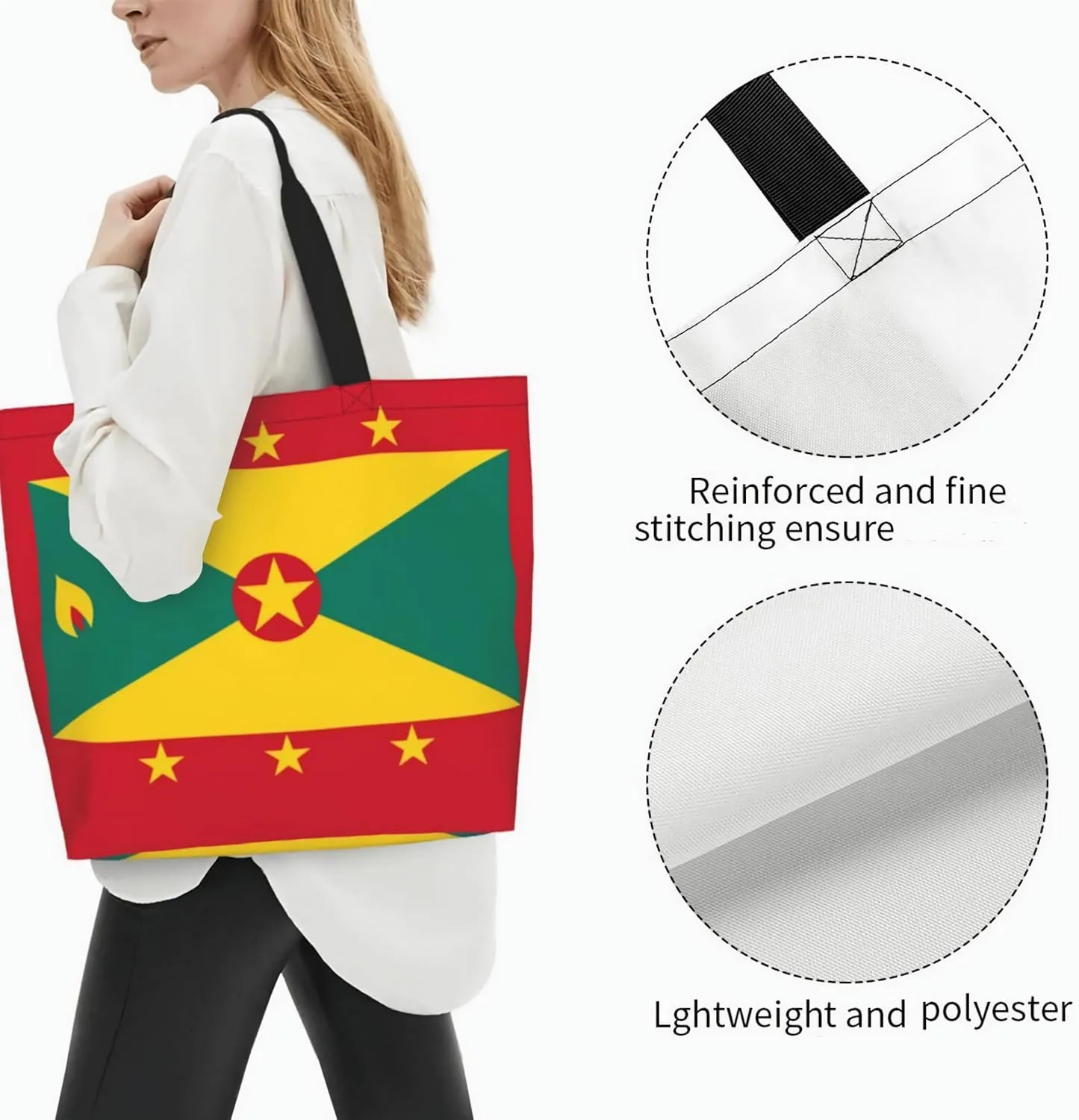 ASYG Cute Flag Tote Bag for Women and Men Reusable Shoulder Bags for Gym, Shopping, Beach,Travel