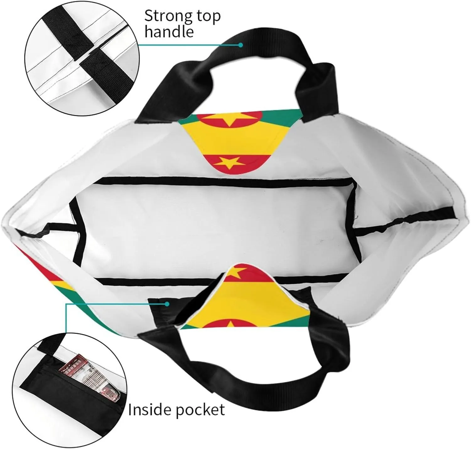 ASYG Cute Flag Tote Bag for Women and Men Reusable Shoulder Bags for Gym, Shopping, Beach,Travel