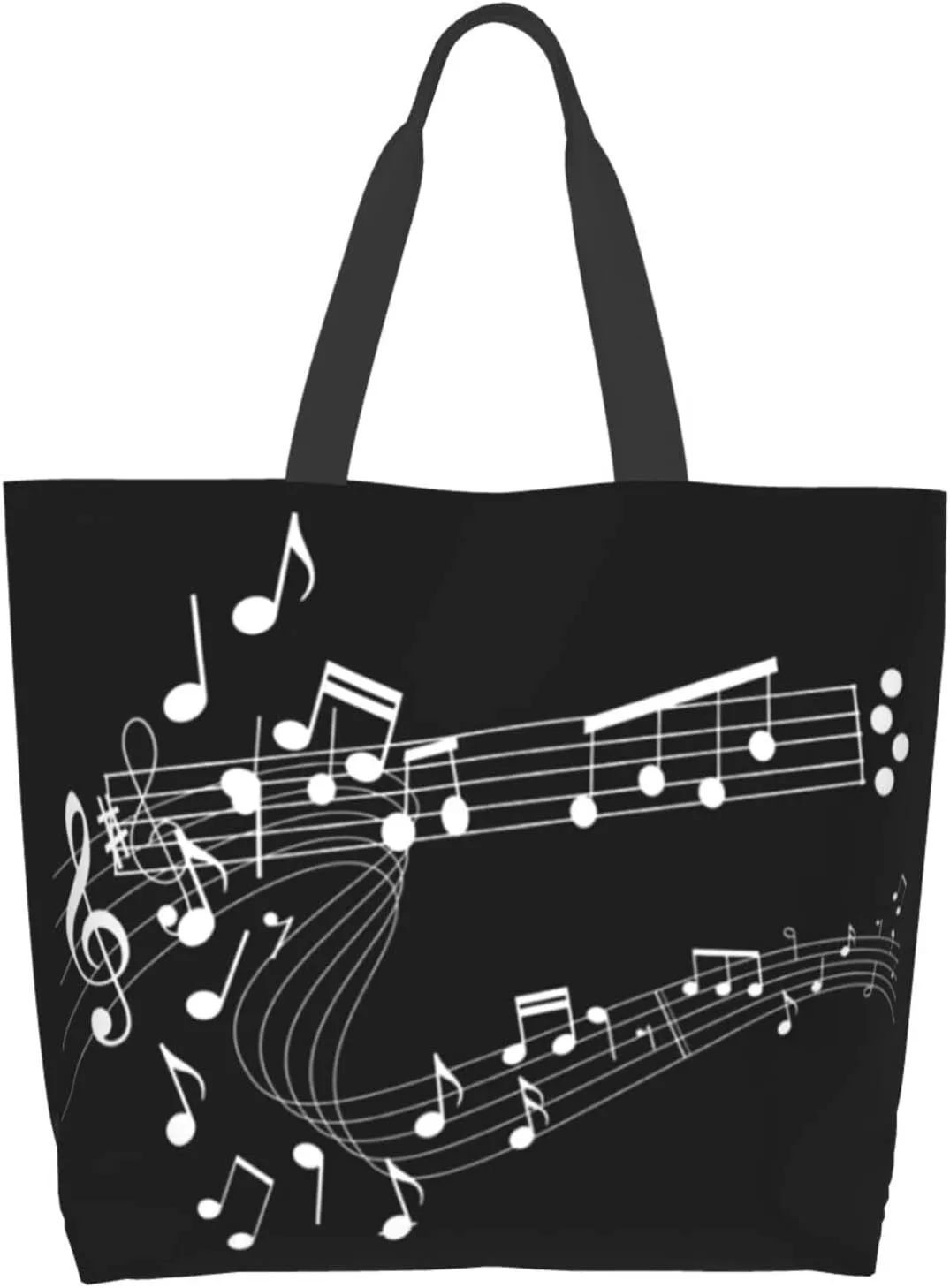 ASYG Music Tote Shoulder Bag Music Notes Bags Storage Handle Shopping Bag Portable Concert Bag