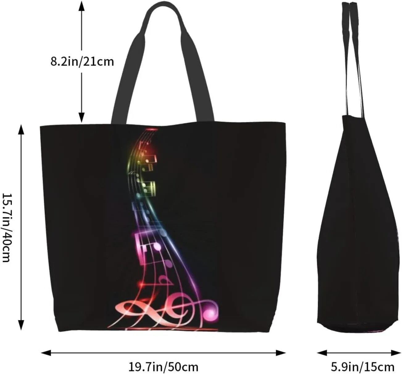 ASYG Music Tote Shoulder Bag Music Notes Bags Storage Handle Shopping Bag Portable Concert Bag