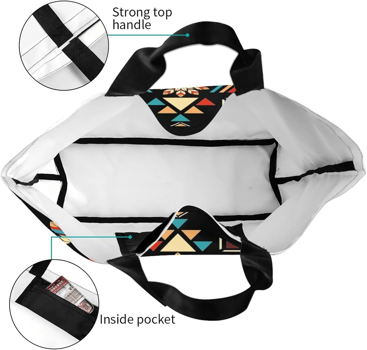 ASYG Native Tote Shoulder Bag Native American Grocery Bags Storage Handle Shopping Bag Portable Indian Bag