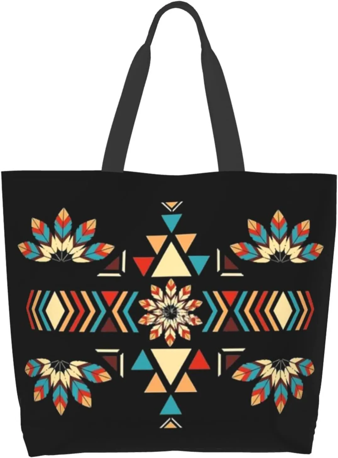 ASYG Native Tote Shoulder Bag Native American Grocery Bags Storage Handle Shopping Bag Portable Indian Bag