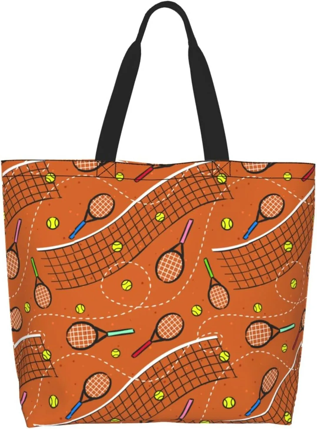 ASYG Tennis Tote Shoulder Bag Sport Grocery Bags Storage Handle Shopping Bag Tennis Portable Bag