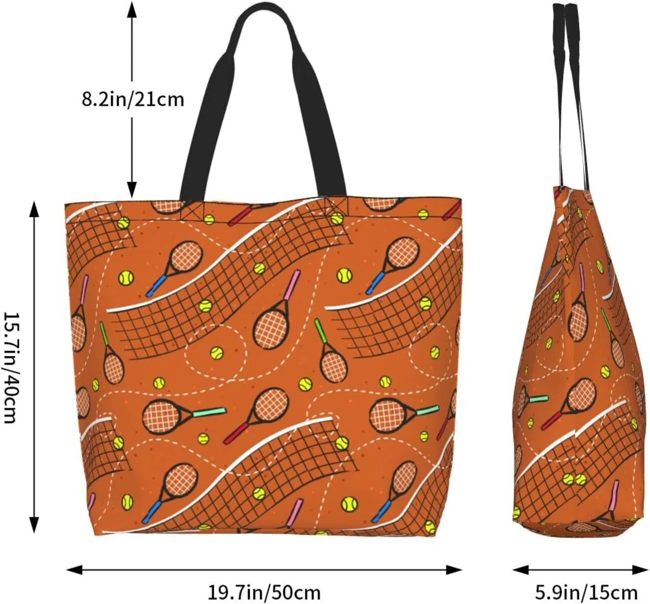 ASYG Tennis Tote Shoulder Bag Sport Grocery Bags Storage Handle Shopping Bag Tennis Portable Bag