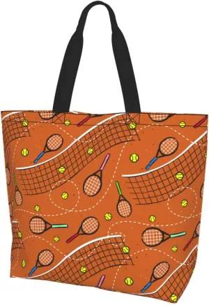 ASYG Tennis Tote Shoulder Bag Sport Grocery Bags Storage Handle Shopping Bag Tennis Portable Bag