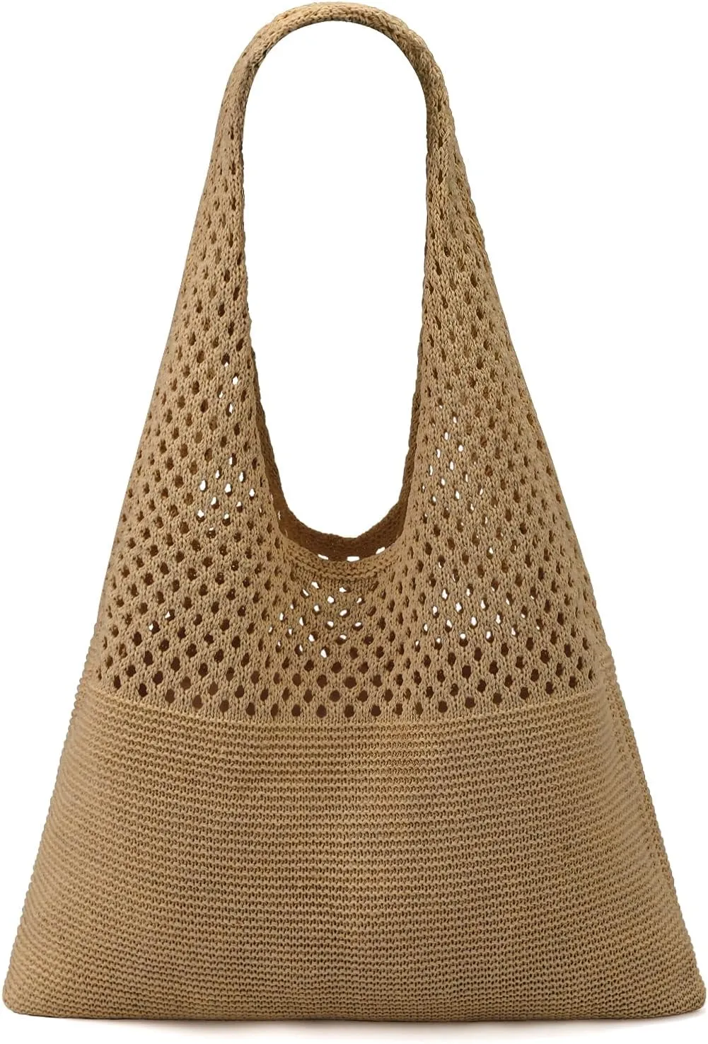 Ayieyill Crochet Tote Bag For Women, Crochet Mesh Beach Tote Bag Summer Vacation Aesthetic Boho Knit Bag for Women