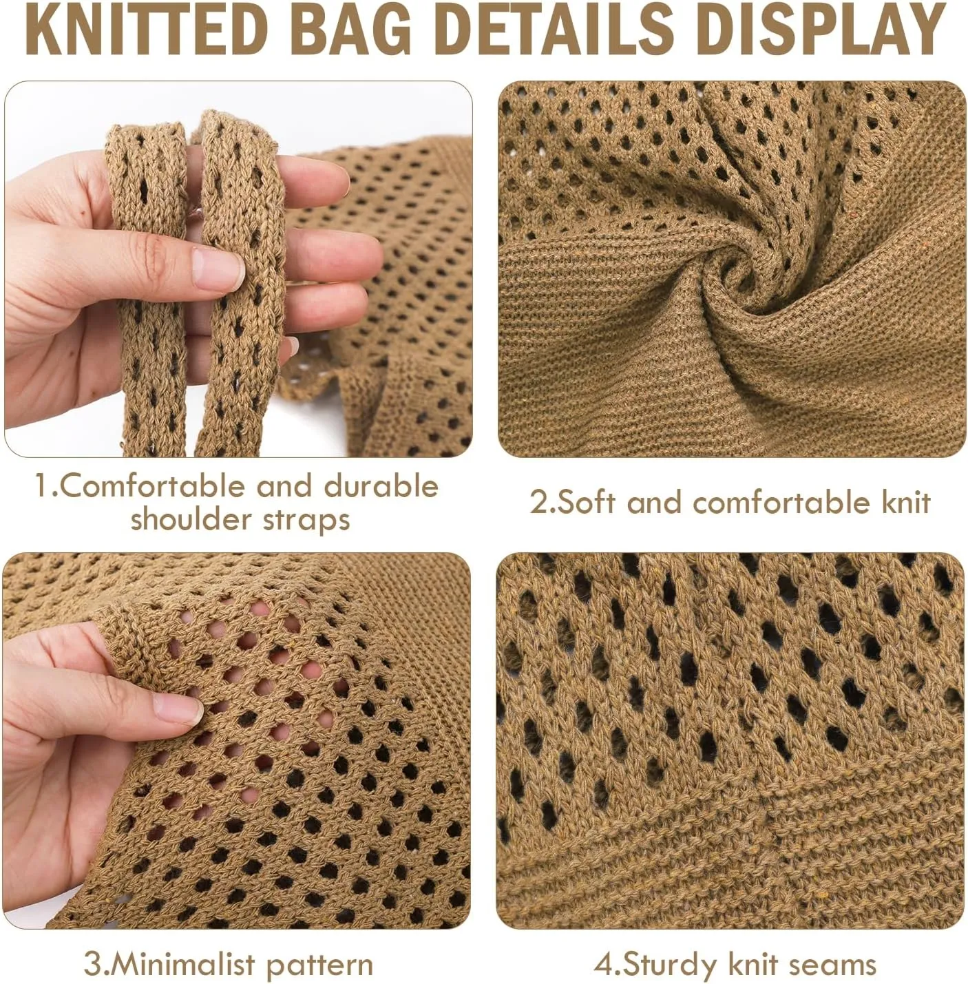 Ayieyill Crochet Tote Bag For Women, Crochet Mesh Beach Tote Bag Summer Vacation Aesthetic Boho Knit Bag for Women
