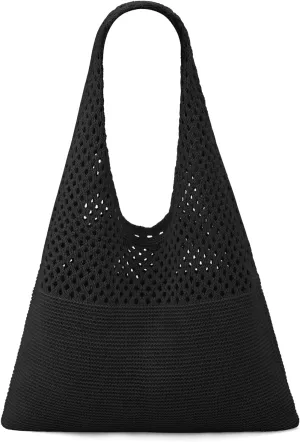 Ayieyill Crochet Tote Bag For Women, Crochet Mesh Beach Tote Bag Summer Vacation Aesthetic Boho Knit Bag for Women