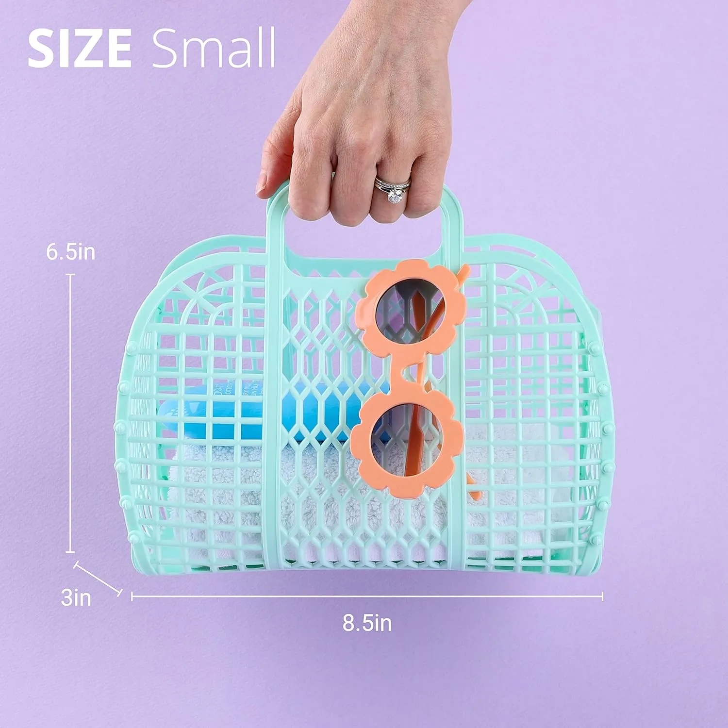 BABANA Small Plastic Jelly Bags - Reusable Gift Basket | Beach Bag Bridal Easter Basket (Mint)