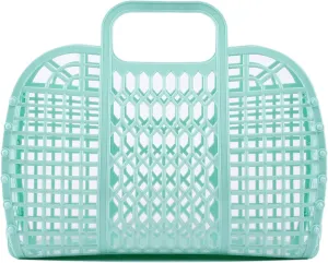 BABANA Small Plastic Jelly Bags - Reusable Gift Basket | Beach Bag Bridal Easter Basket (Mint)