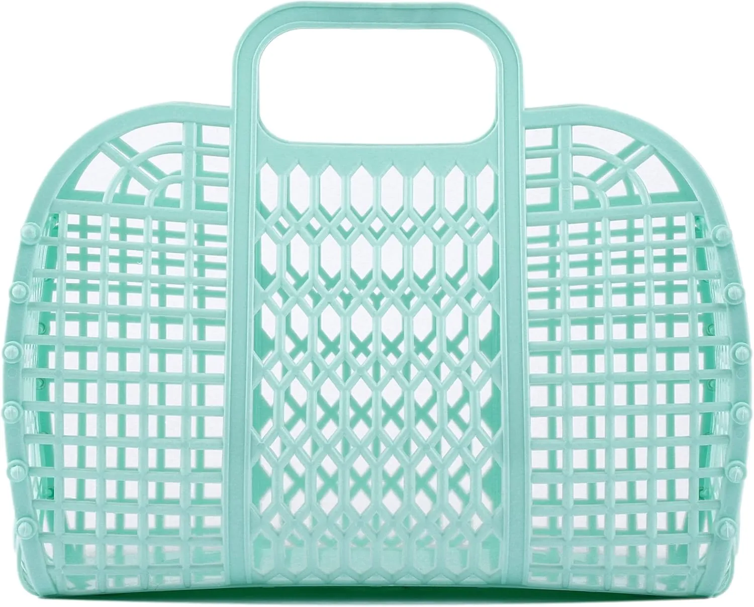 BABANA Small Plastic Jelly Bags - Reusable Gift Basket | Beach Bag Bridal Easter Basket (Mint)
