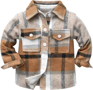Baby Clothes Fleece Cozy Boys Snowsuit Plaid Patchwork Winter Fashion Pull On Pre-Walkers Shirt