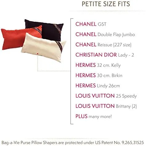 Bag-a-Vie Handbag Shaper Pillow Luxury Handbag & Purse Shaper - [Petite] 12' x 5.5' - Fits Jumbo Flap Bags - Champagne