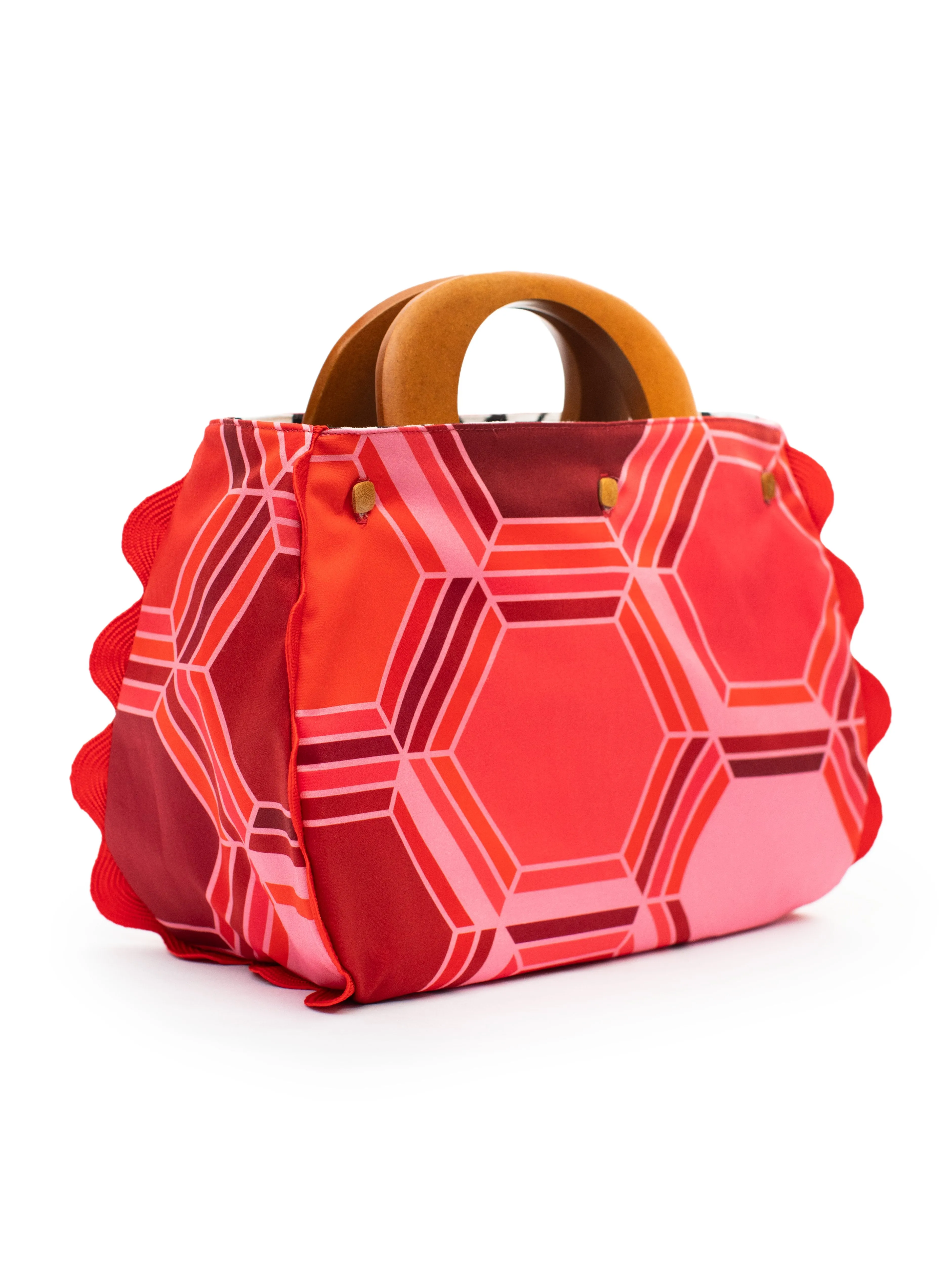 BAG COVER Honeycomb Red & Fern Black and White