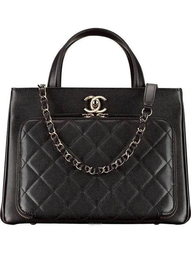 Bag Grained Vibrant Black Protected Tote Hardware Chanel Gold Small Calfskin