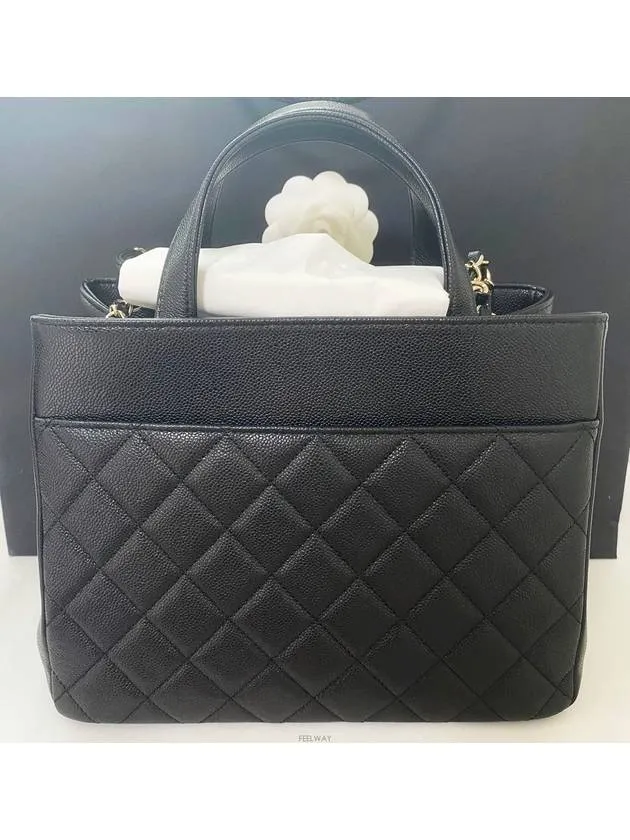 Bag Grained Vibrant Black Protected Tote Hardware Chanel Gold Small Calfskin