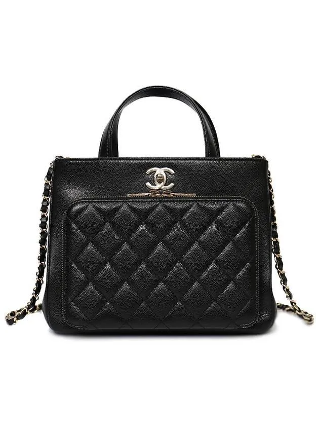 Bag Grained Vibrant Black Protected Tote Hardware Chanel Gold Small Calfskin
