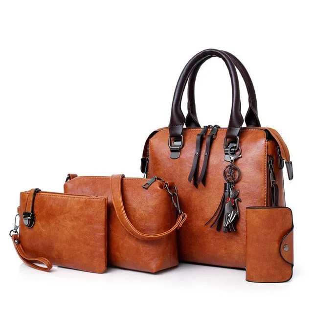 Bag New Female Women PU Composite High Handbags Ladies bolsa feminina Countdown deal Tote Steep discount 4pcs/Set Bags Leather Shoulder Quality Bags Messenger