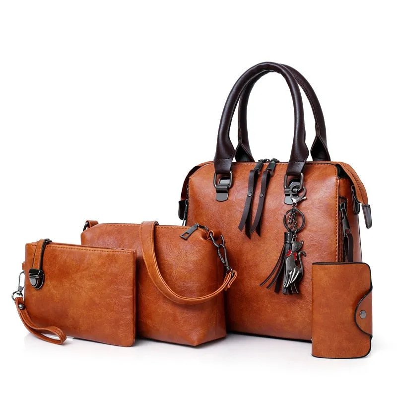 Bag New Female Women PU Composite High Handbags Ladies bolsa feminina Countdown deal Tote Steep discount 4pcs/Set Bags Leather Shoulder Quality Bags Messenger