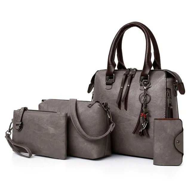 Bag New Female Women PU Composite High Handbags Ladies bolsa feminina Countdown deal Tote Steep discount 4pcs/Set Bags Leather Shoulder Quality Bags Messenger