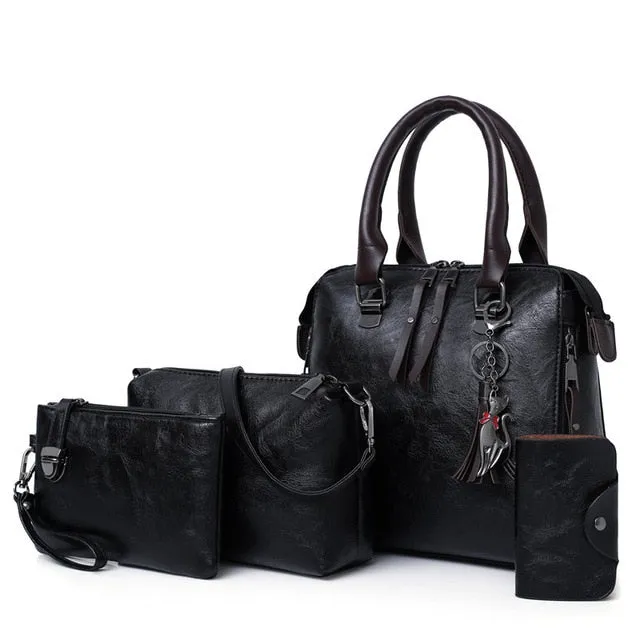 Bag New Female Women PU Composite High Handbags Ladies bolsa feminina Countdown deal Tote Steep discount 4pcs/Set Bags Leather Shoulder Quality Bags Messenger