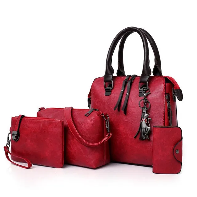 Bag New Female Women PU Composite High Handbags Ladies bolsa feminina Countdown deal Tote Steep discount 4pcs/Set Bags Leather Shoulder Quality Bags Messenger