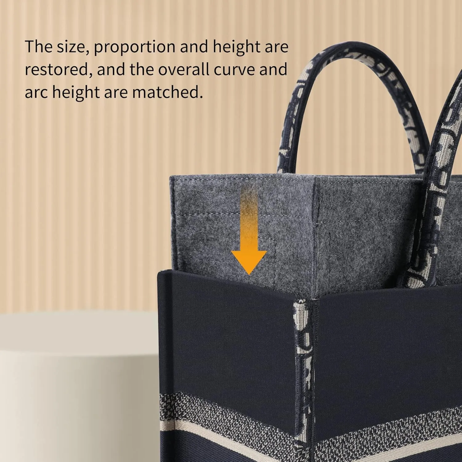 Bag Organizer Insert,Tote Bag Insert For Book Tote Bags Medium Size, Handbag Inner Organizer,Handbag Storage, Bags Felt Liner with Zipper (Grey，L)