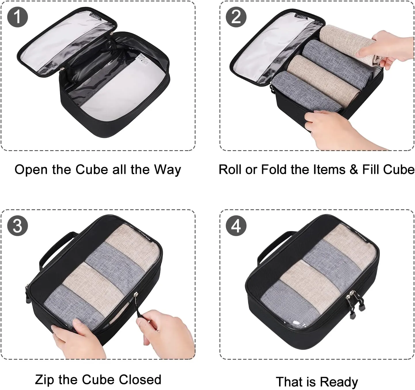 BAGAIL Clear Packing Cubes Packing Organizer for Travel Accessories Luggage suitcase