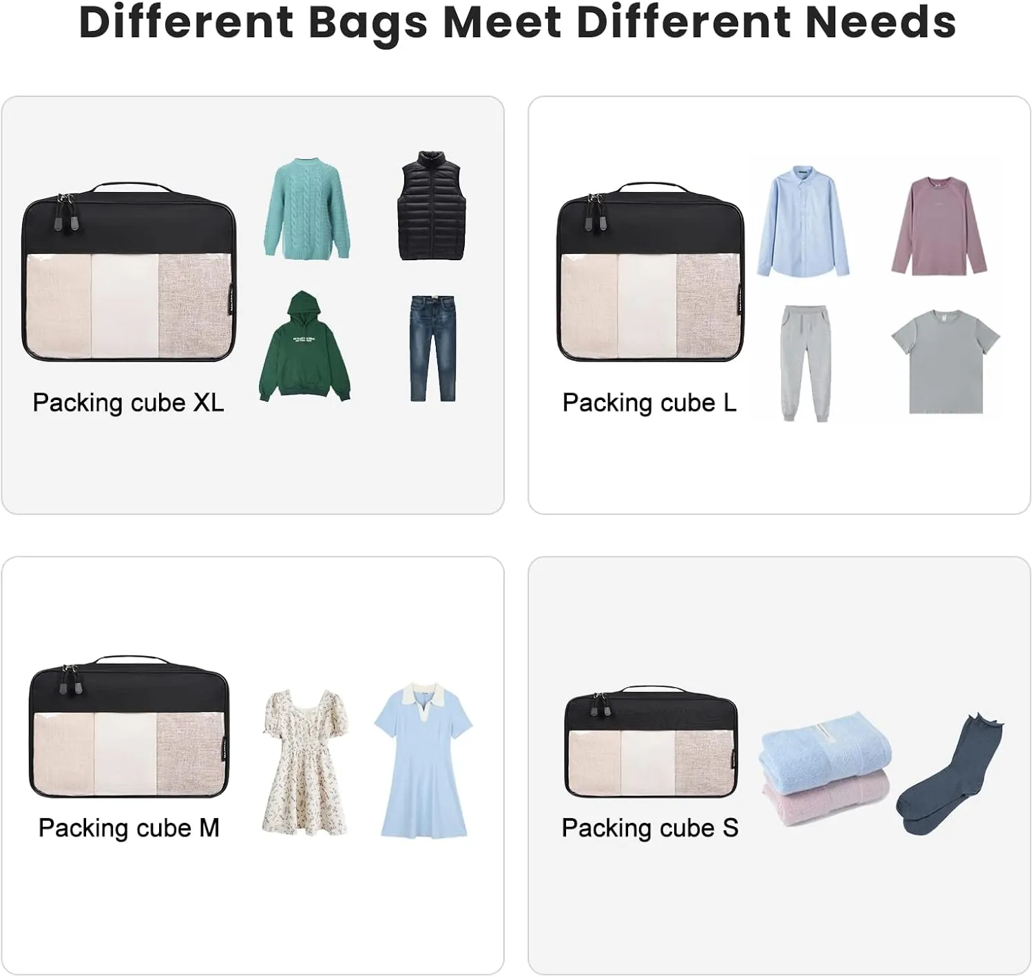 BAGAIL Clear Packing Cubes Packing Organizer for Travel Accessories Luggage suitcase