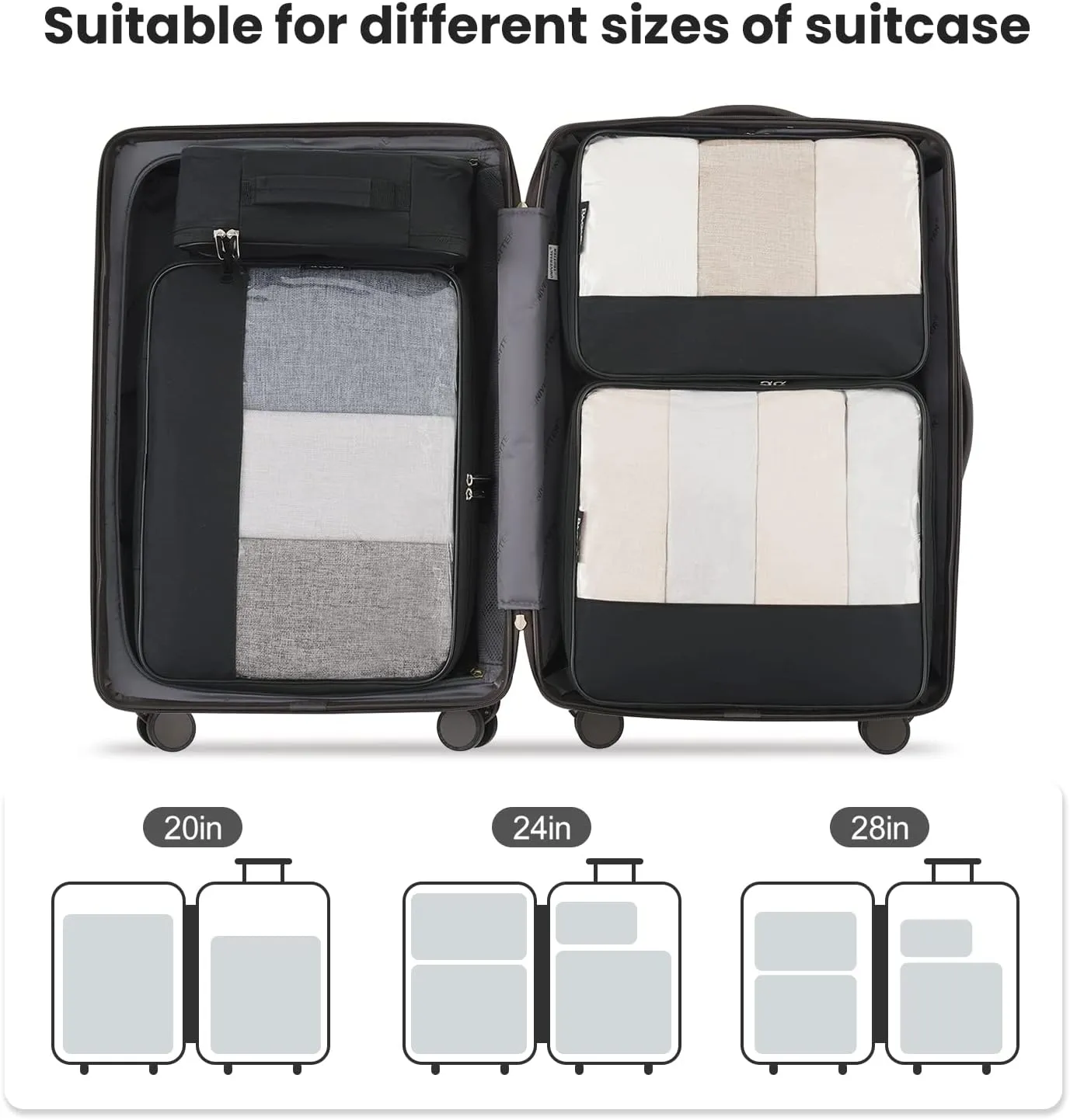 BAGAIL Clear Packing Cubes Packing Organizer for Travel Accessories Luggage suitcase