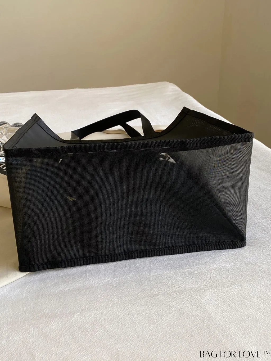 BagForLove - Black Double Handle Beach Bag with Letter Graphic Design
