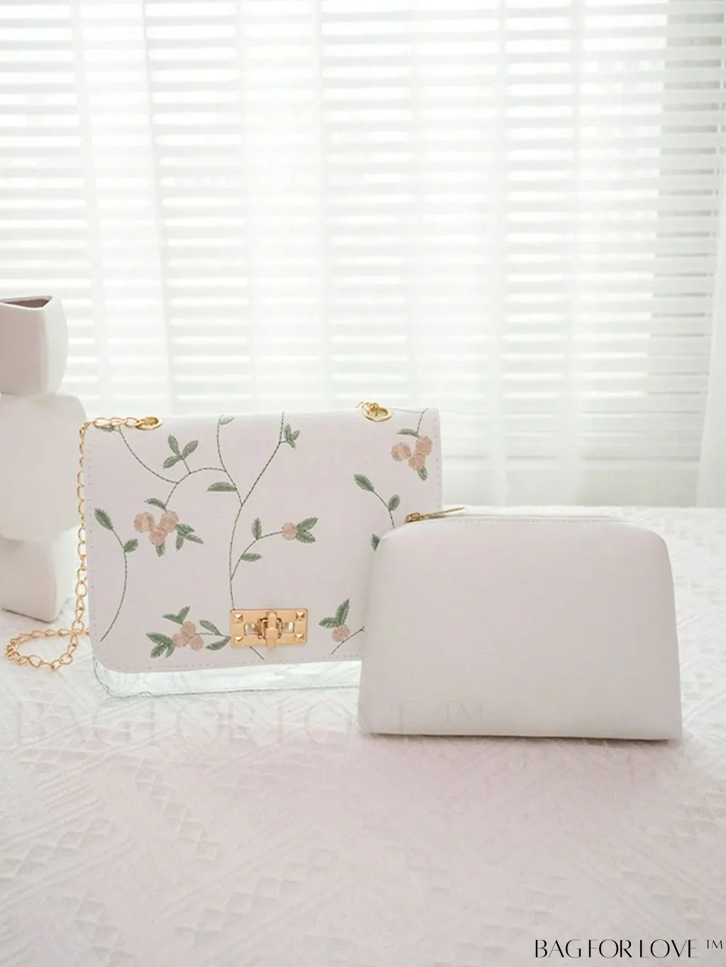BagForLove - Clear Flap Bag with Flower Embroidery and Twist Lock: Stylish and Functional