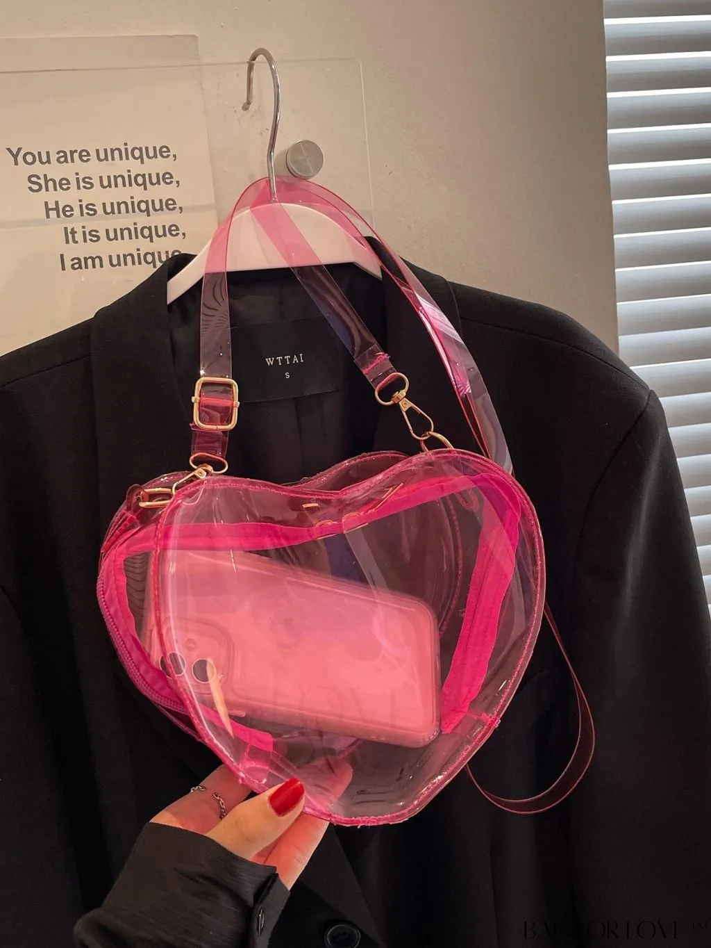 BagForLove - Clear Heart Novelty Mini Bag with Zipper - Compact and Stylish