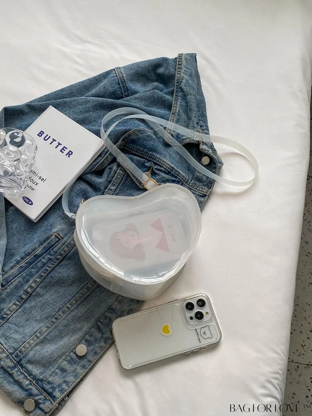 BagForLove - Clear Heart Novelty Mini Bag with Zipper - Compact and Stylish