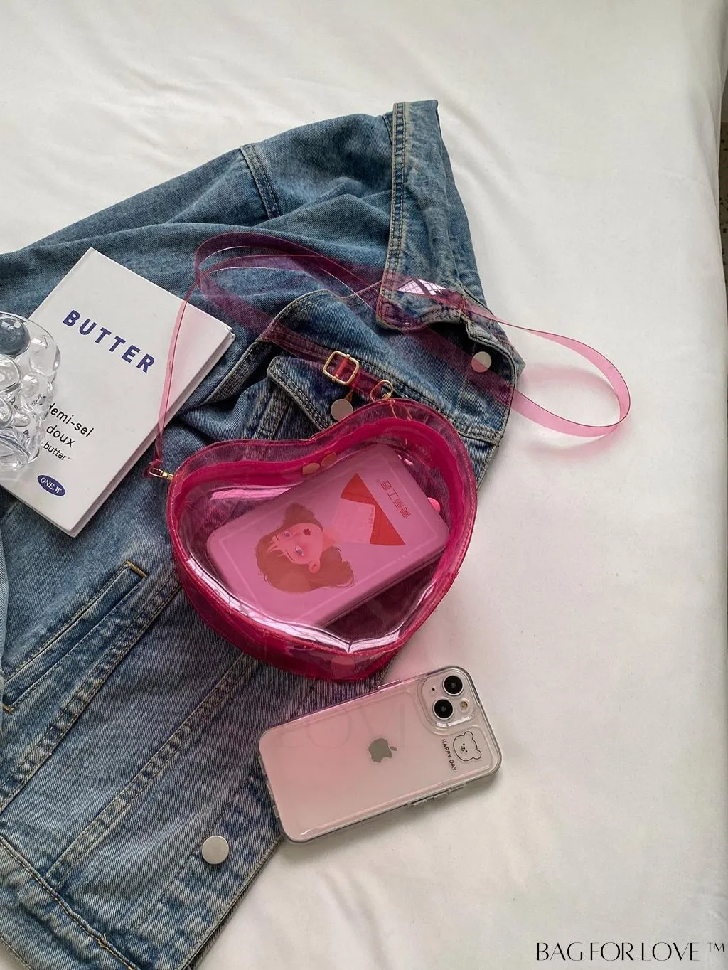 BagForLove - Clear Heart Novelty Mini Bag with Zipper - Compact and Stylish