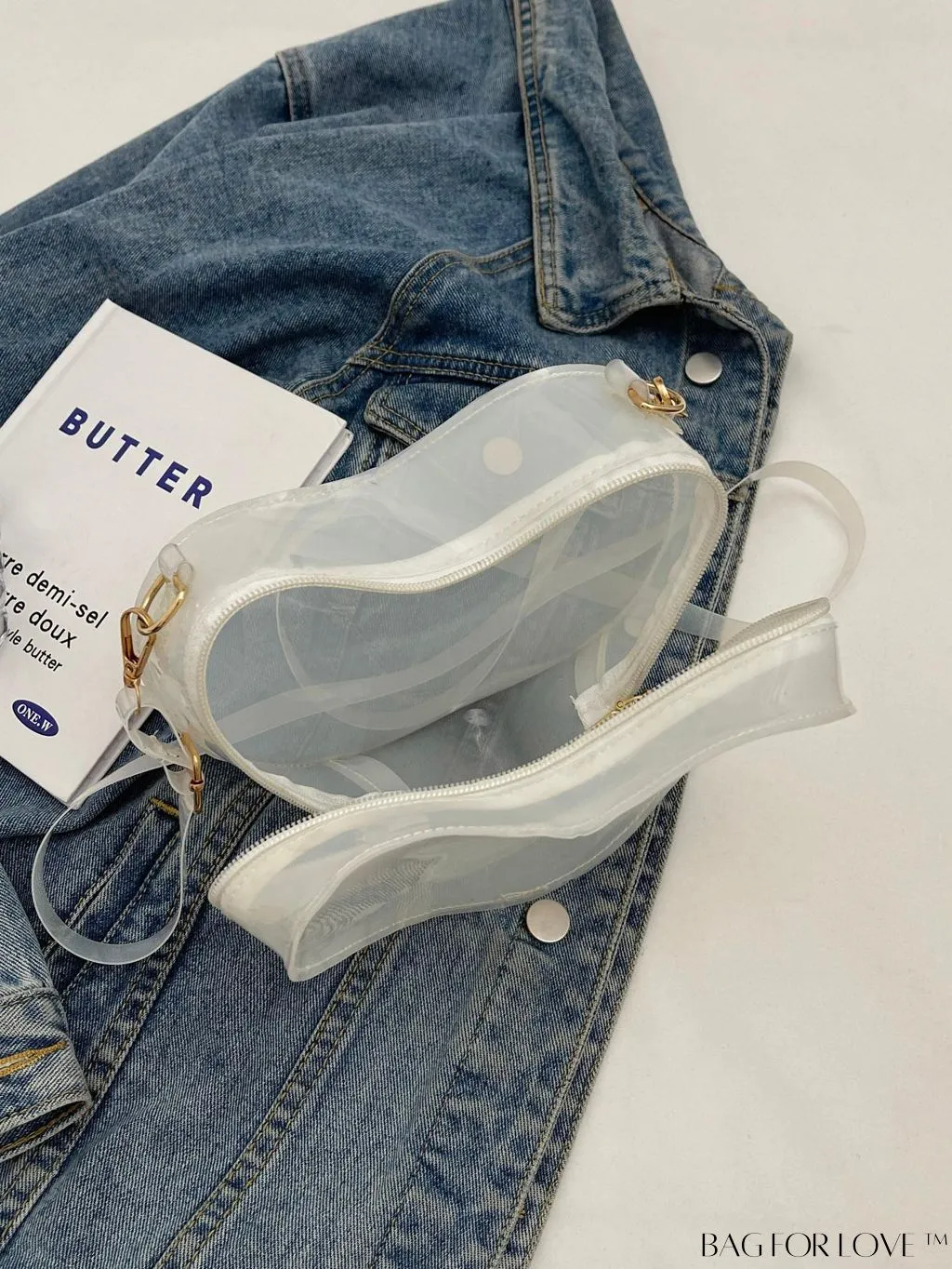 BagForLove - Clear Heart Novelty Mini Bag with Zipper - Compact and Stylish