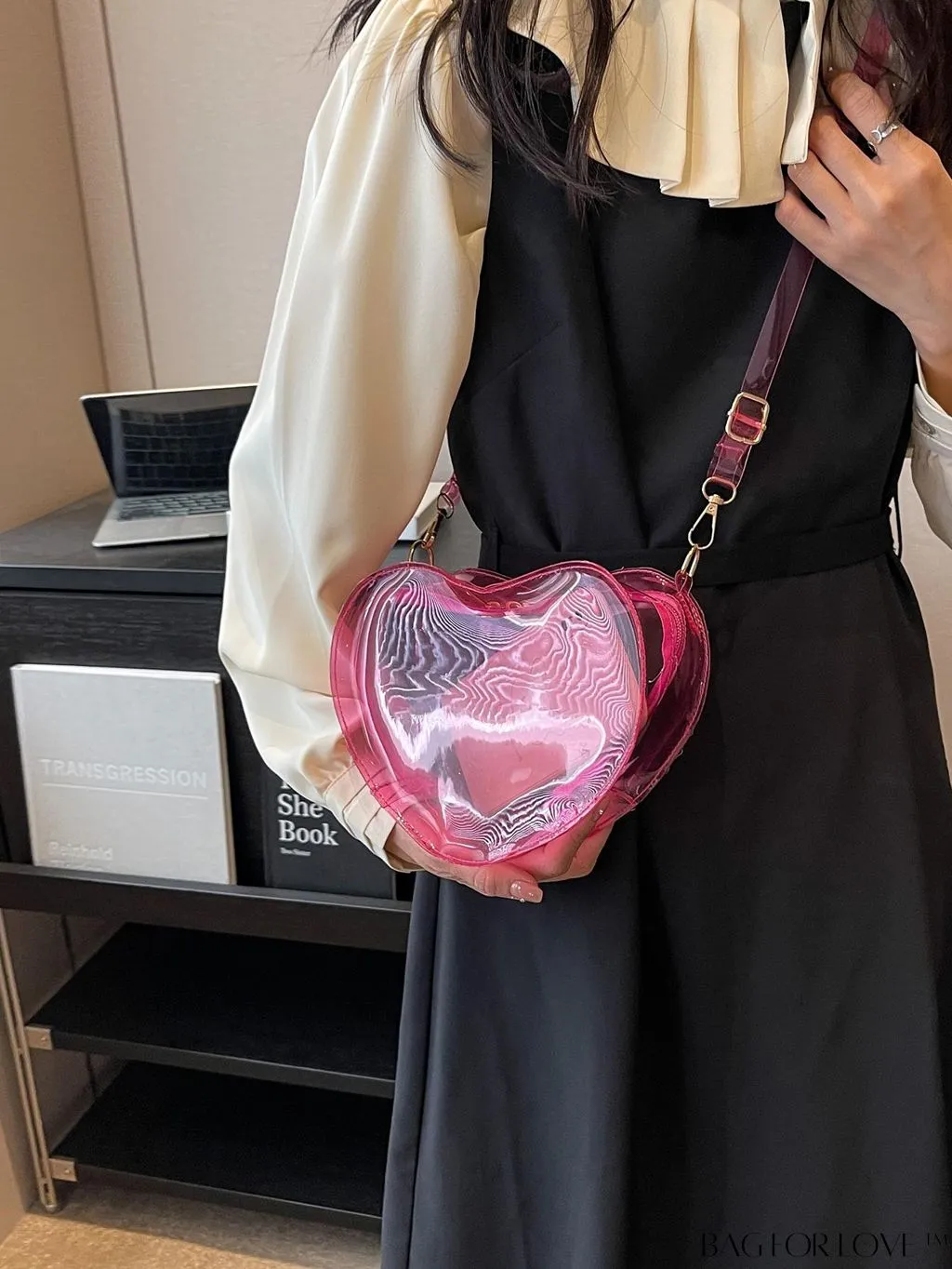 BagForLove - Clear Heart Novelty Mini Bag with Zipper - Compact and Stylish